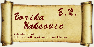 Borika Maksović vizit kartica
